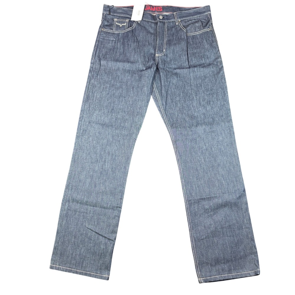 Kimes Ranch James Jeans Indigo Blue Mens 38x32 Straight Leg Raw Denim Work NEW